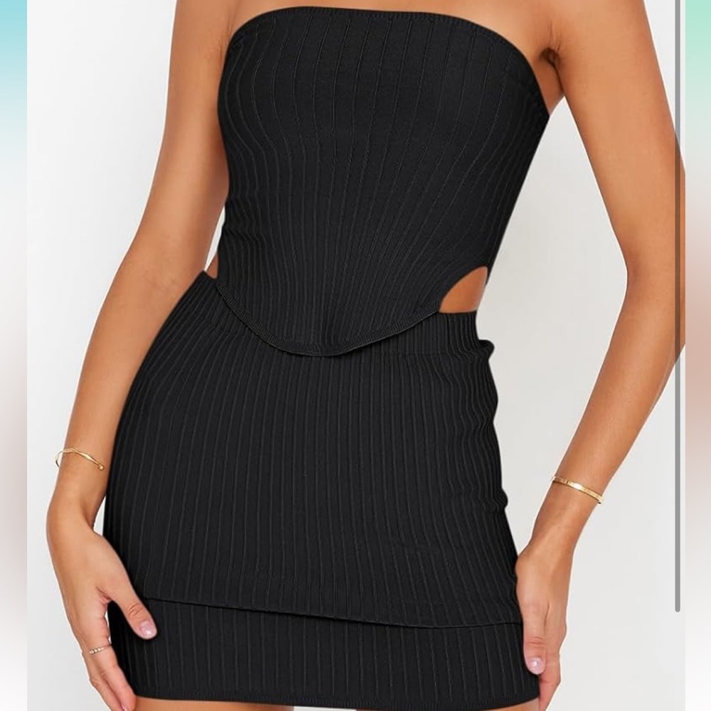 SMALL black 2 piece skirt set